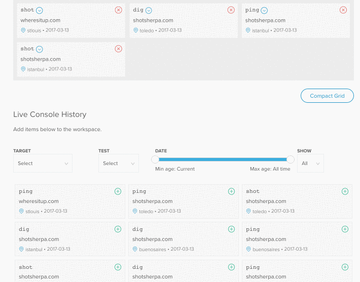 Adding a grid item to the workspace, laterally