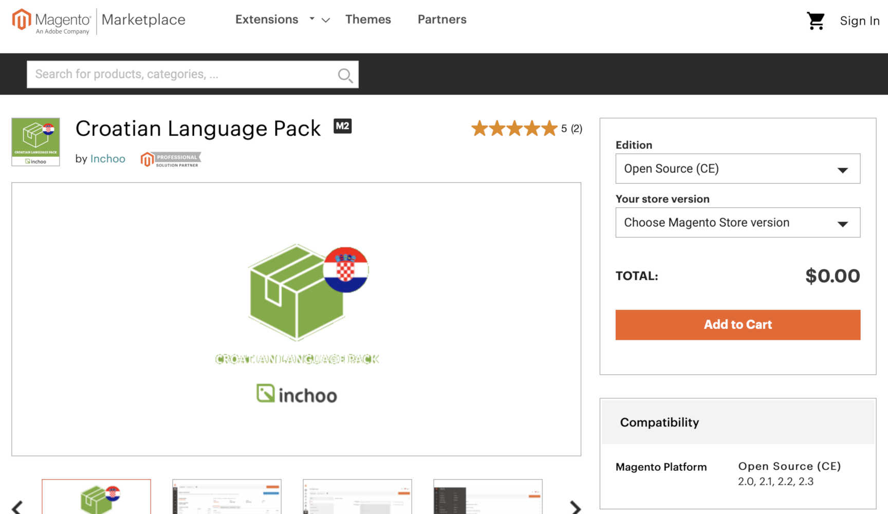 language packs checkout screen