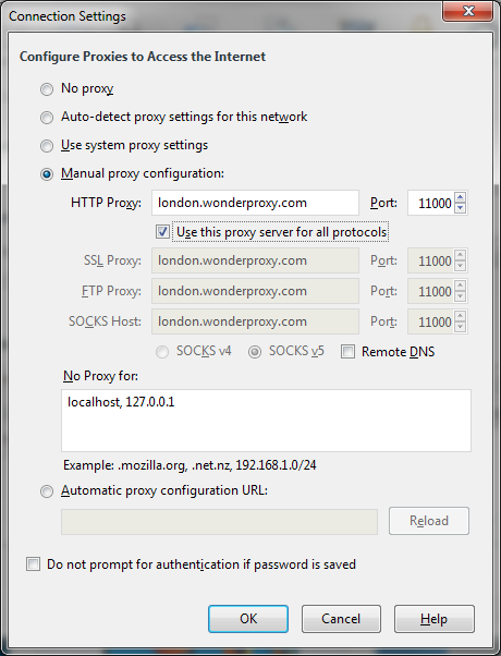 HTTP proxy configuration on Windows 7