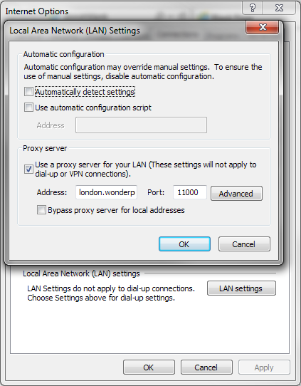 HTTP proxy configuration on Windows 7