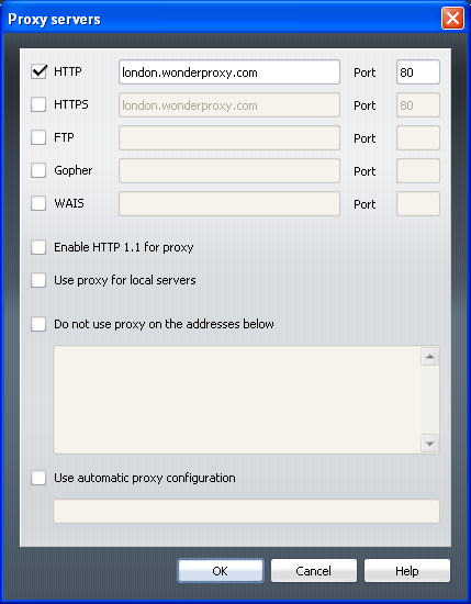 HTTP proxy configuration on Windows 7