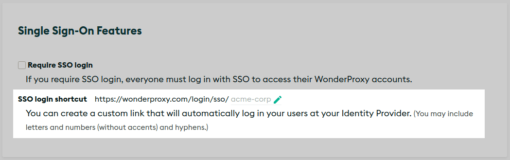 SSO login shortcut