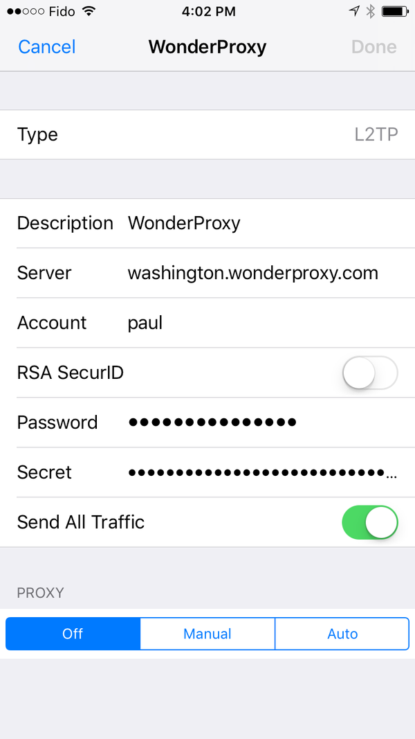 iOS - VPN Setup - WonderProxy