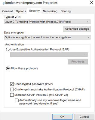 VPN Connection Properties