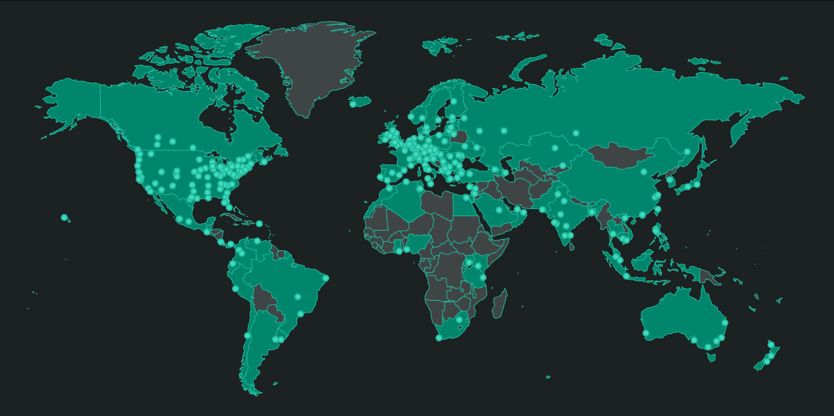 WonderProxy network coverage map