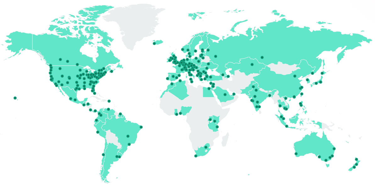 WonderProxy network coverage map