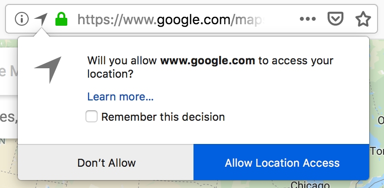 Location permissions for Firefox