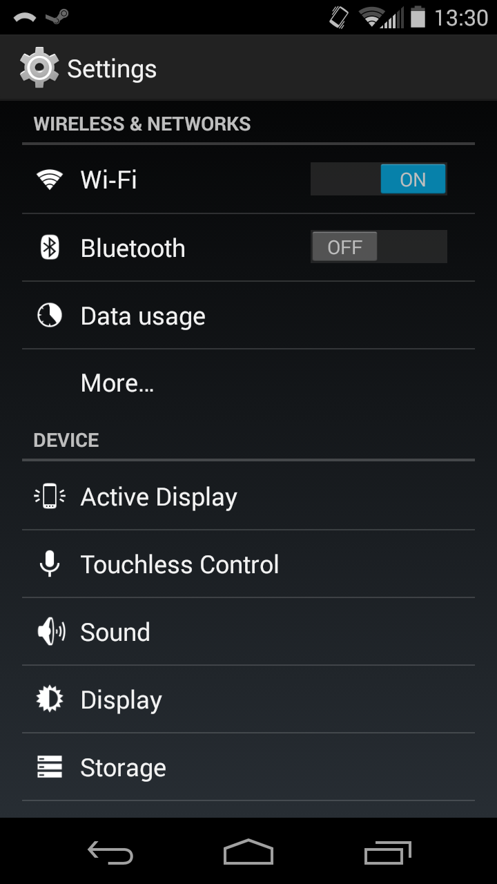 Android settings
