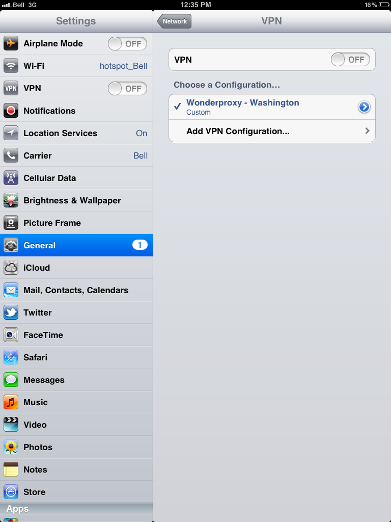 iPad - VPN Setup - WonderProxy