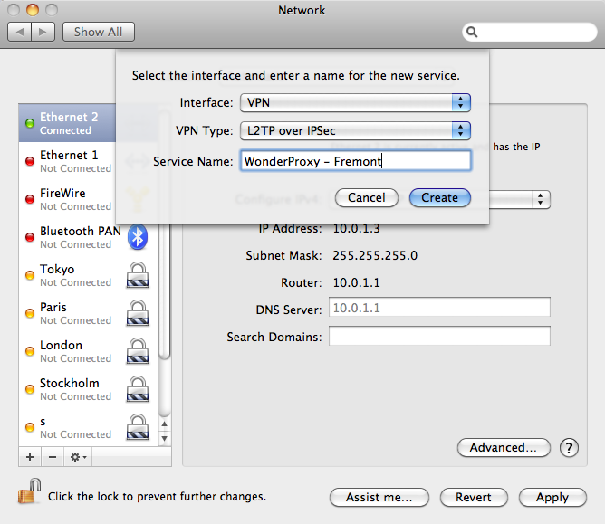 Mac System Preferences VPN Settings