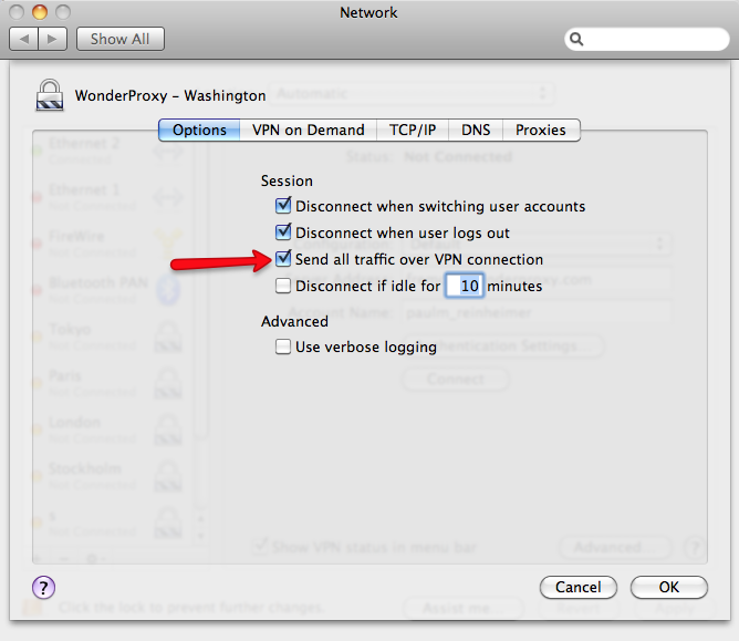 browse network over vpn mac