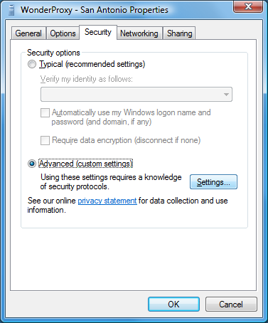 Security tab selected